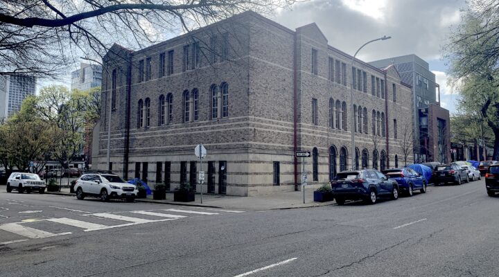 The outside of the Portland law firm building