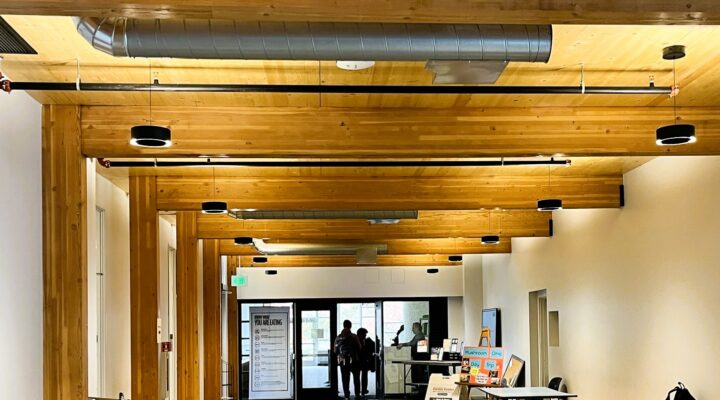 student center open room with hvac along plenum