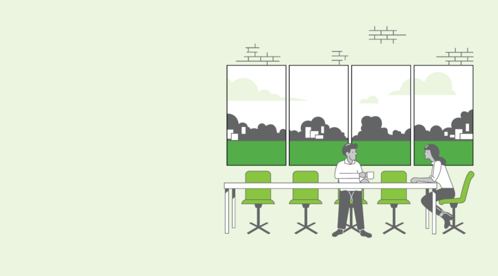 graphical image of two people meeting in an office