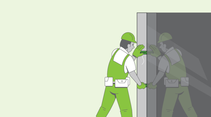 Graphical image of a person install a window