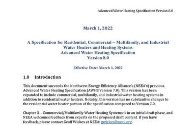 Image for Advanced Water Heating Specification