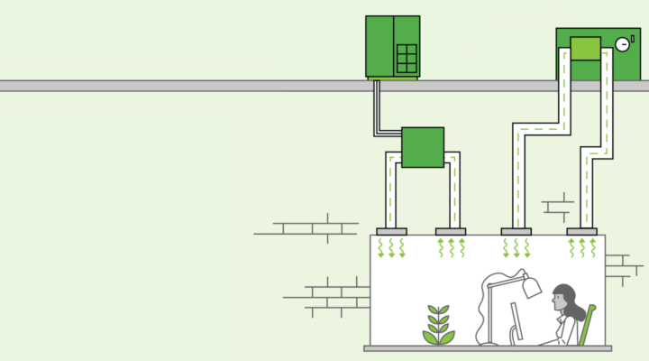 Heating and cooling office illustration
